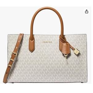 Michael Kors Scarlett Medium Satchel Gold-Tone Hardware/Vanilla/Acorn Handbag